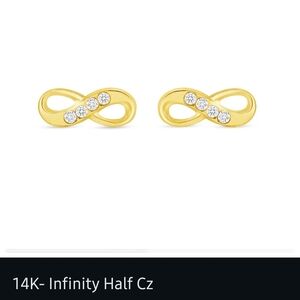 Infinity Gold Stud Earrings with Accent Stones - Women's Jewelry